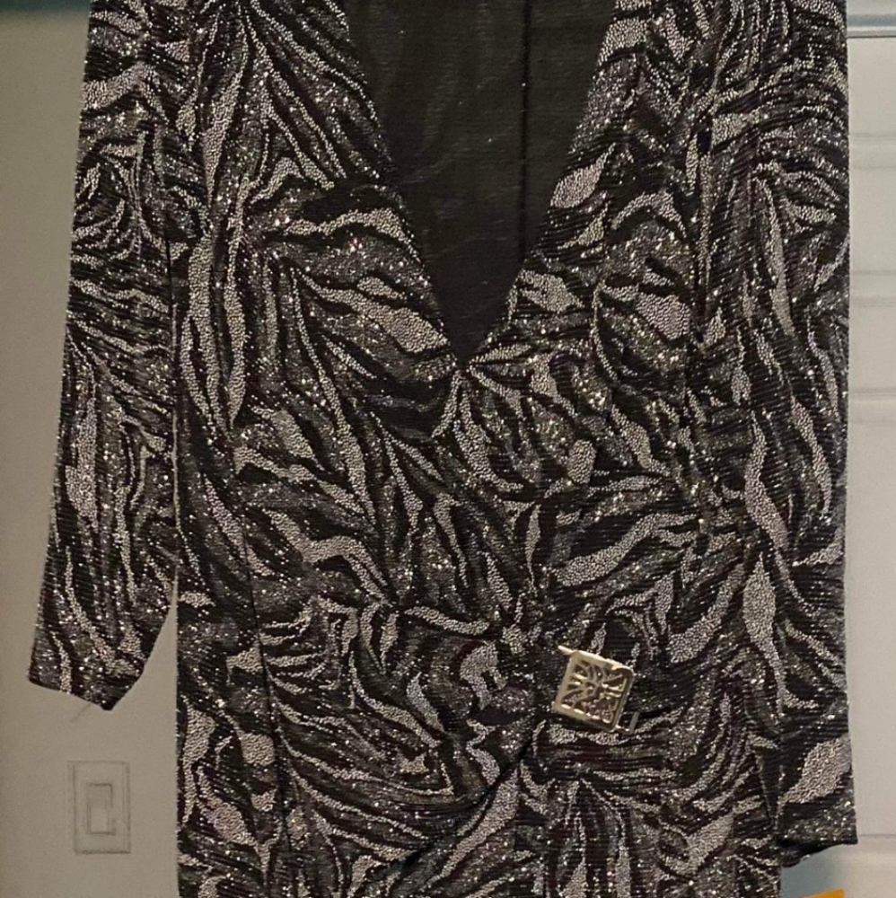 Anne Klein Black & Silver Rhinestone Dress